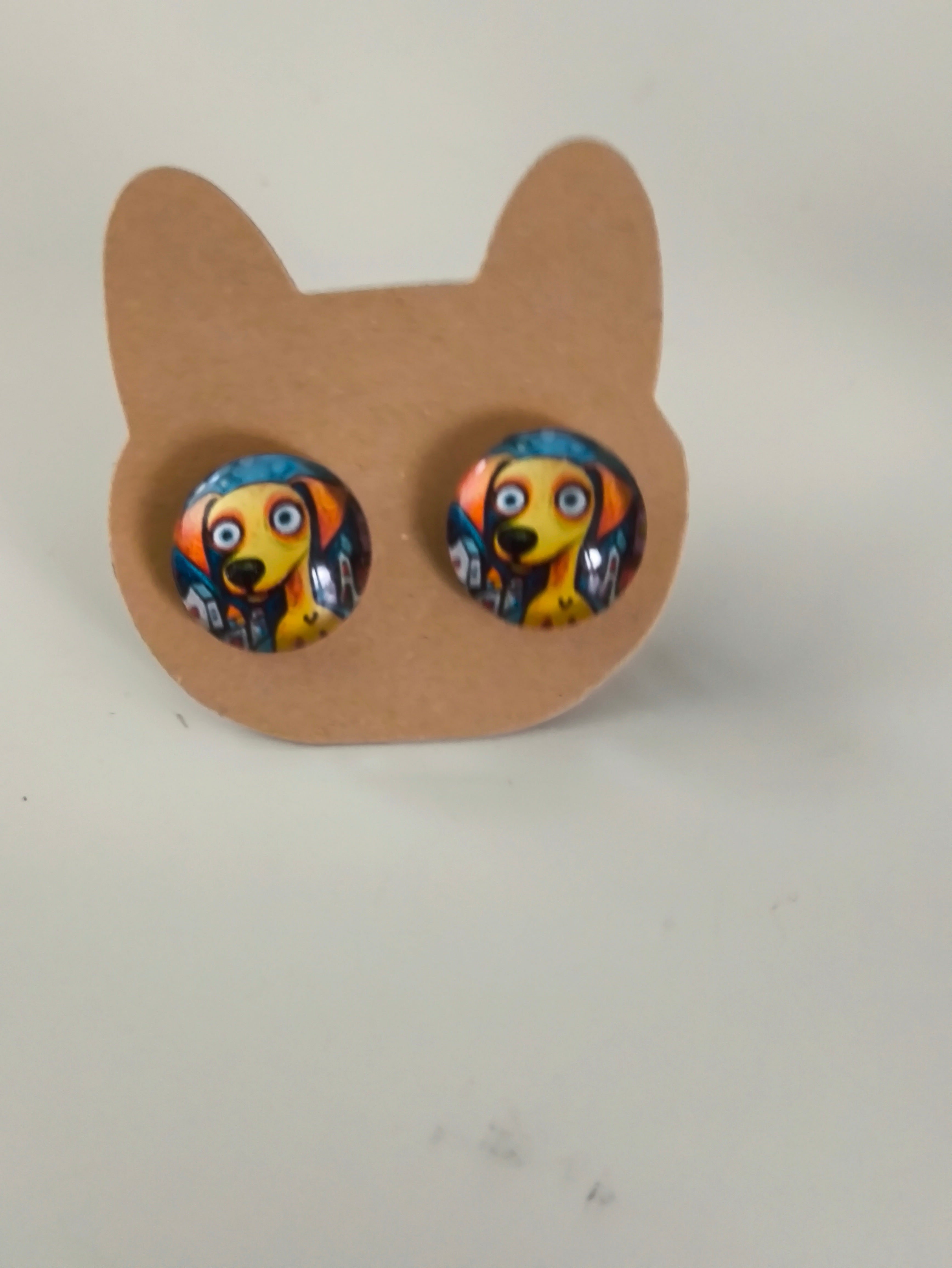 Cabochon Earring with Dog