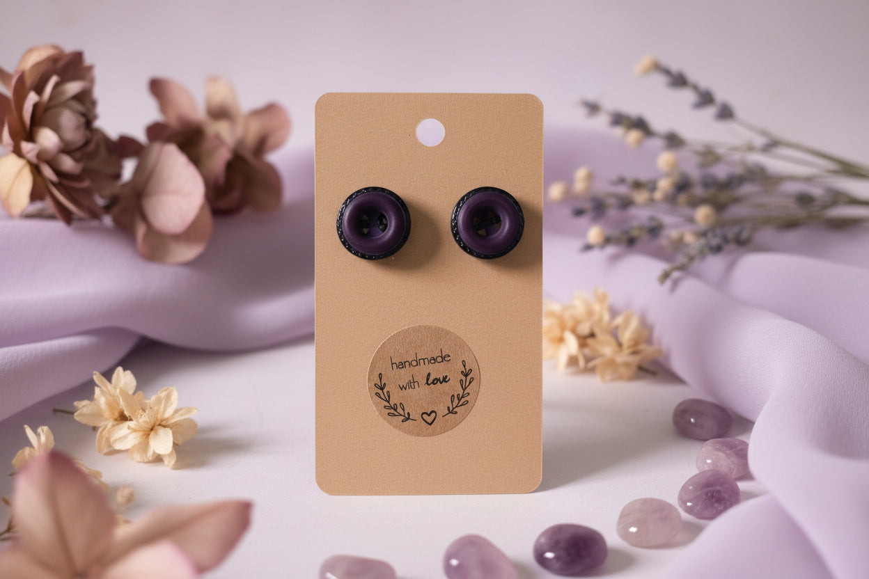 Button Earring Purple