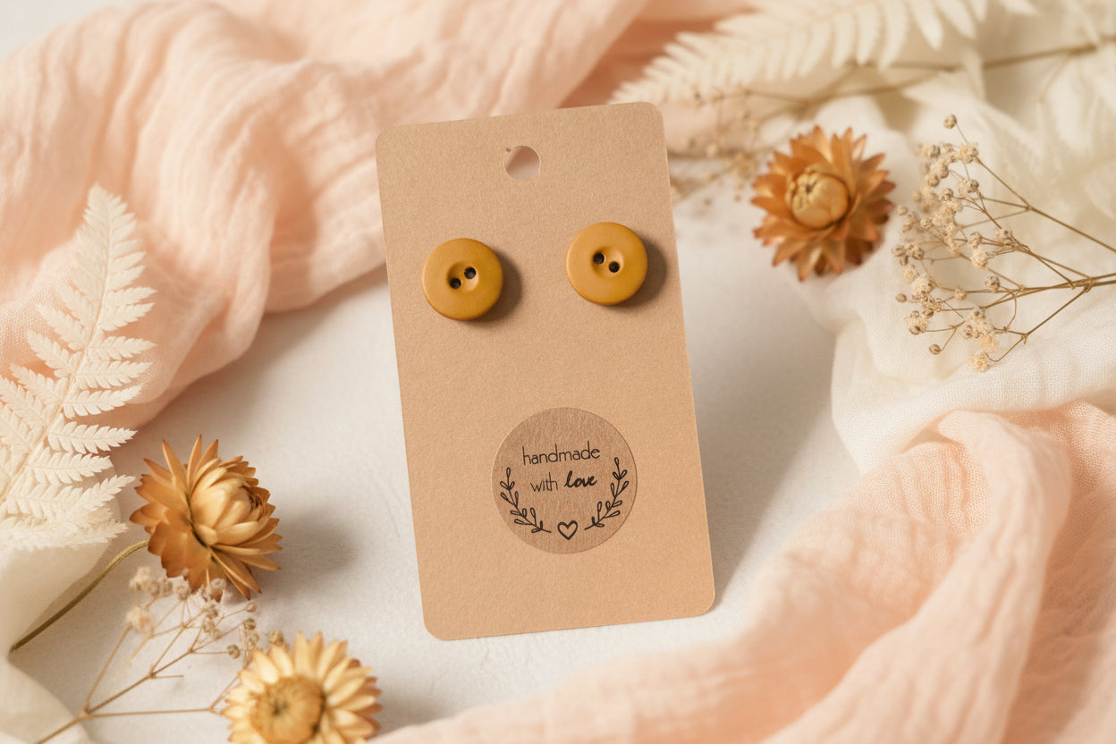 Button Earring Yellow