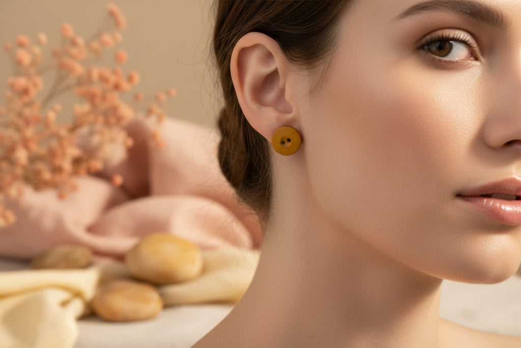 Button Earring Yellow