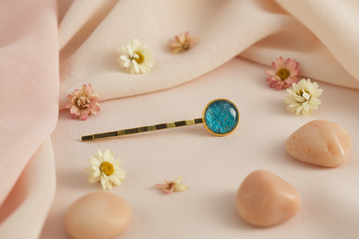 Cabochon Hairpin Blue Mineral