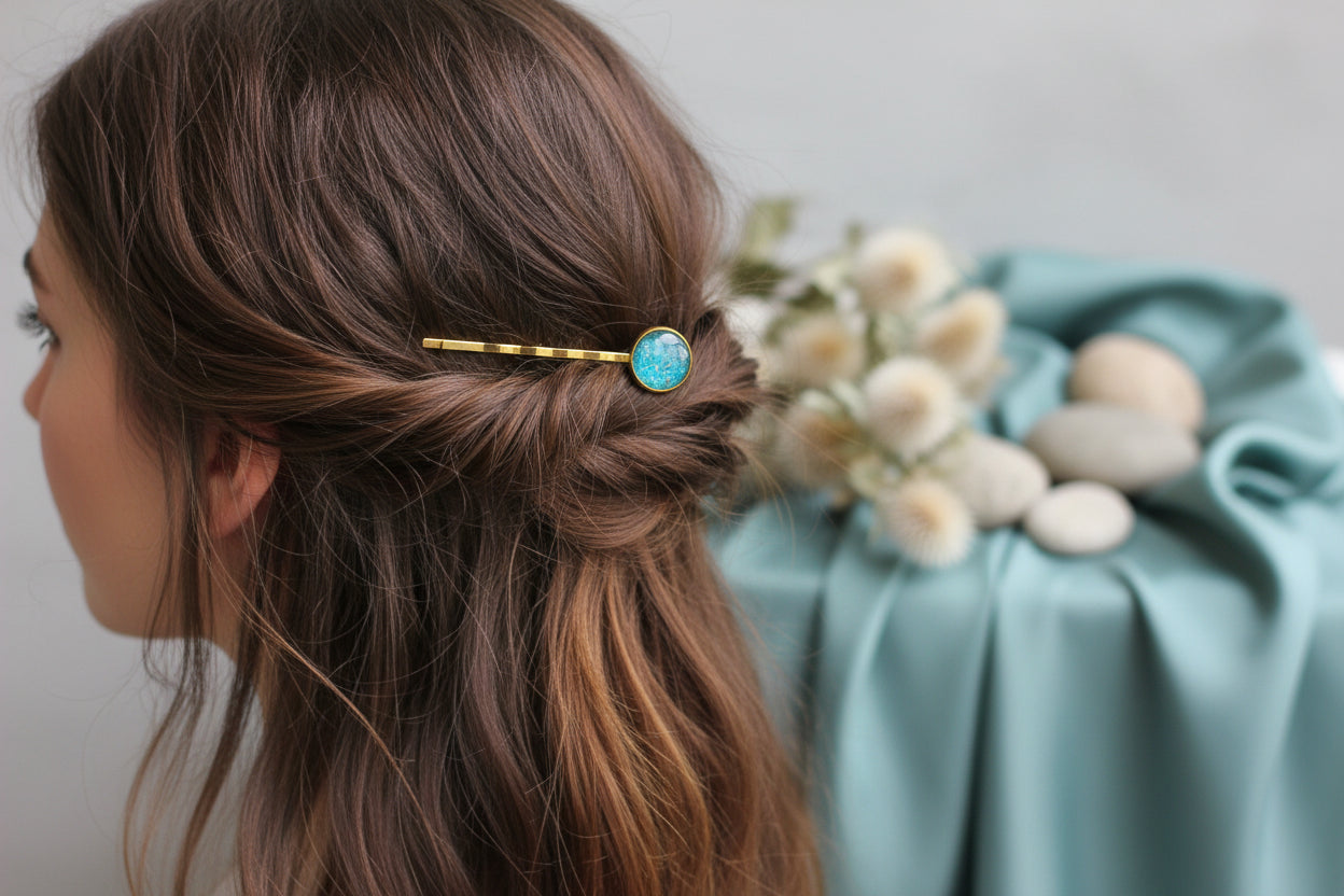 Cabochon Hairpin Blue Mineral