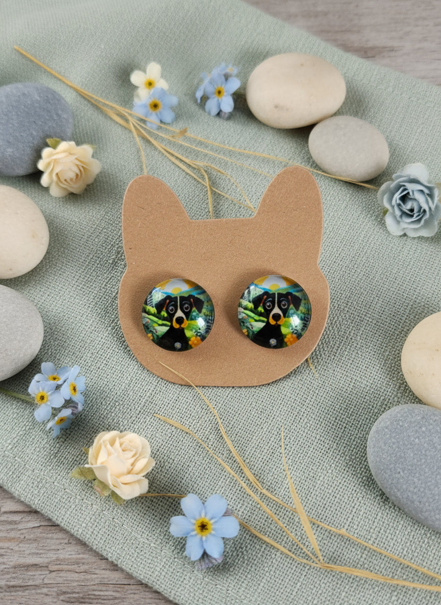 Cabochon Earring with Dog