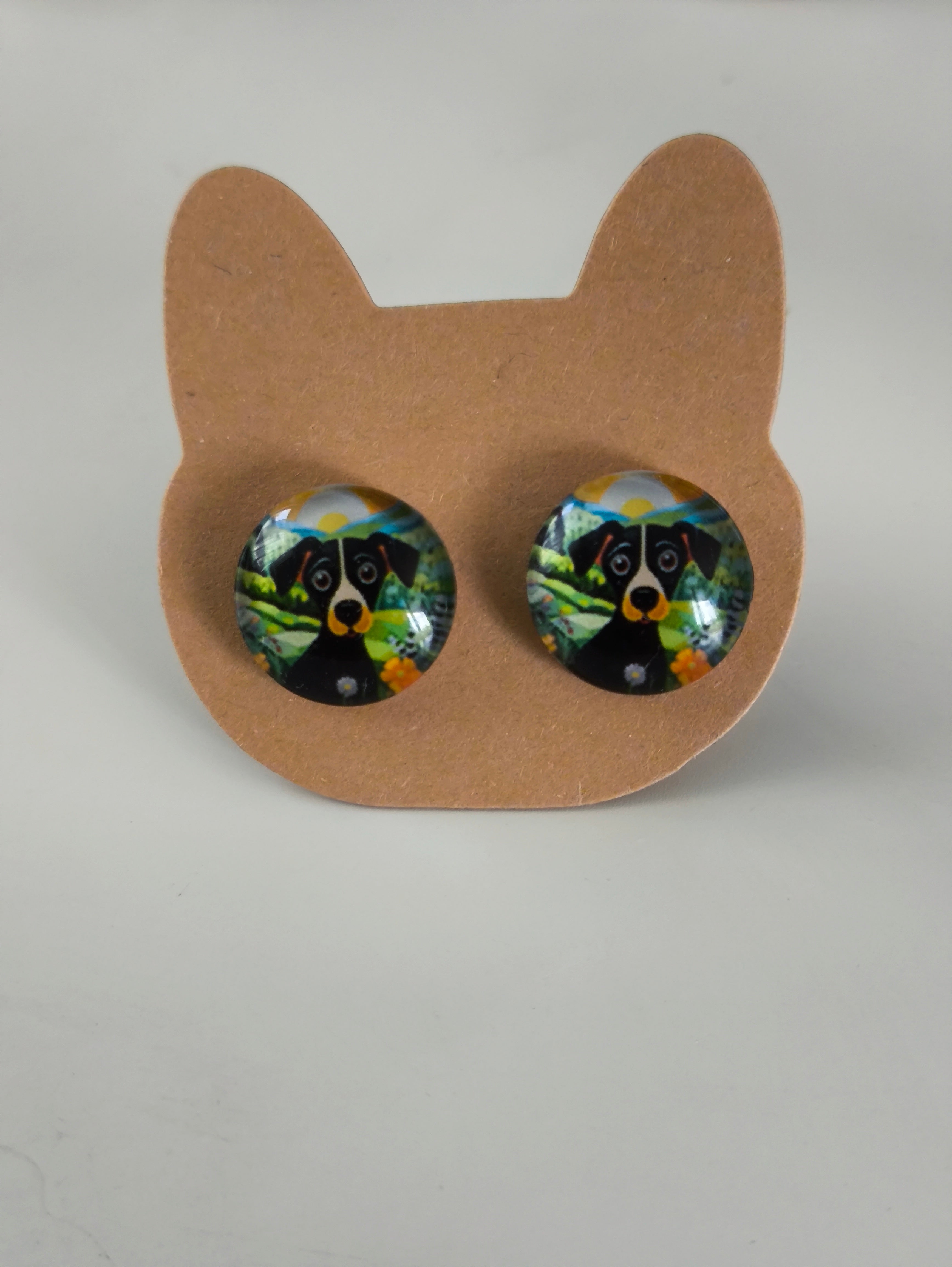 Cabochon Earring with Dog