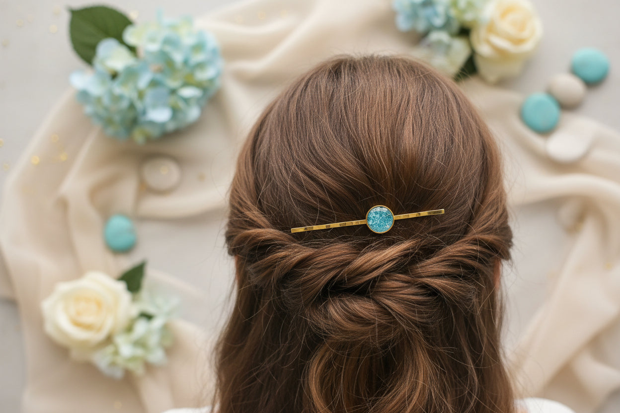 Cabochon Hairpin Blue Mineral