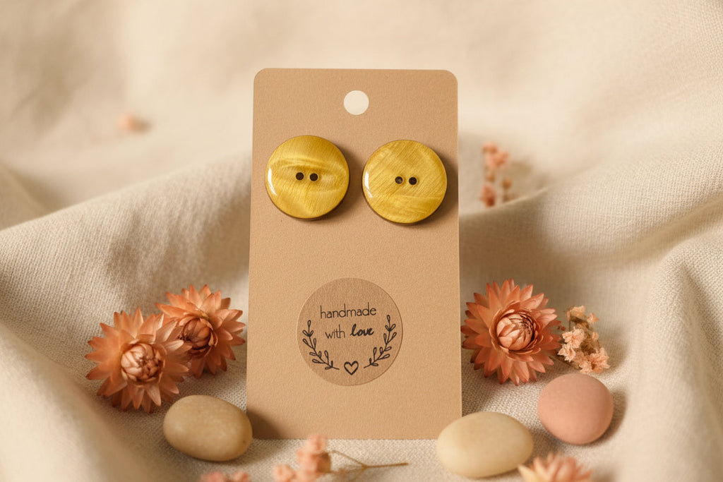Button Earring Yellow