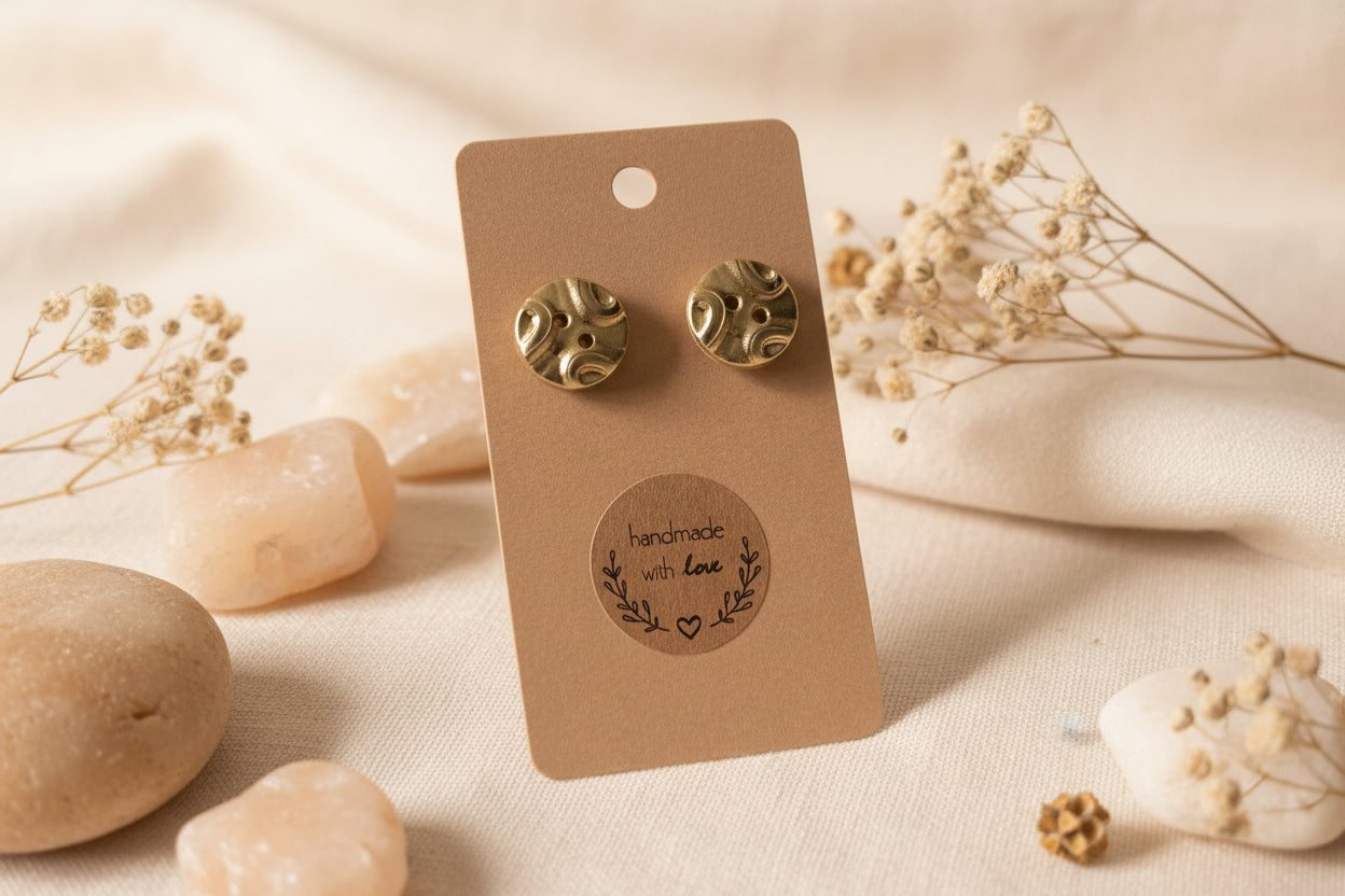 Button Earring Goldish Motives