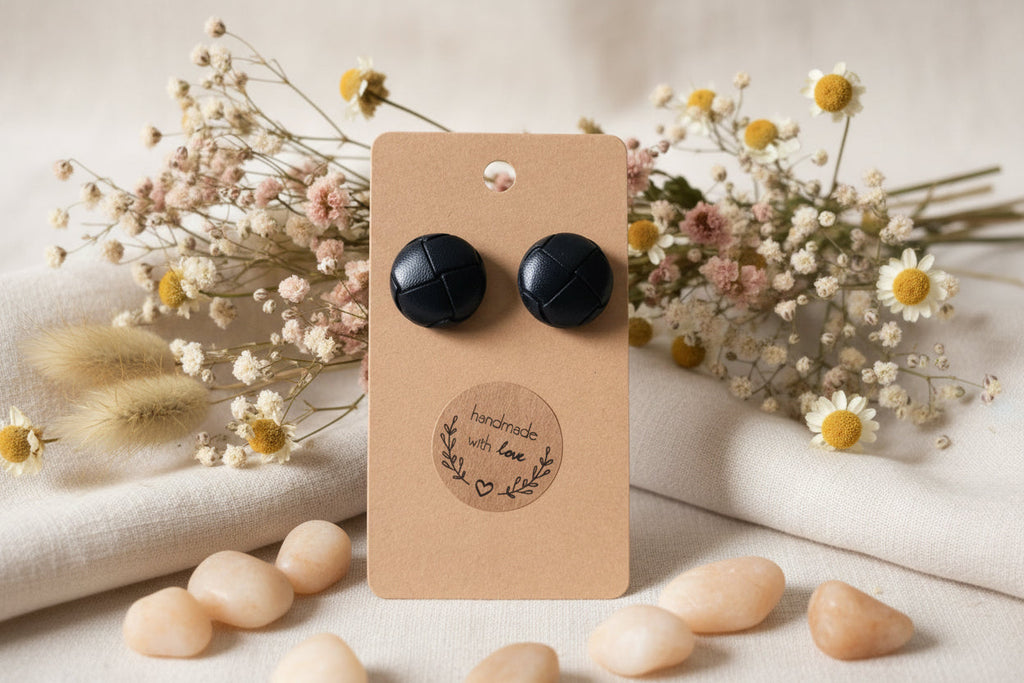 Button Earring Black Mirackle