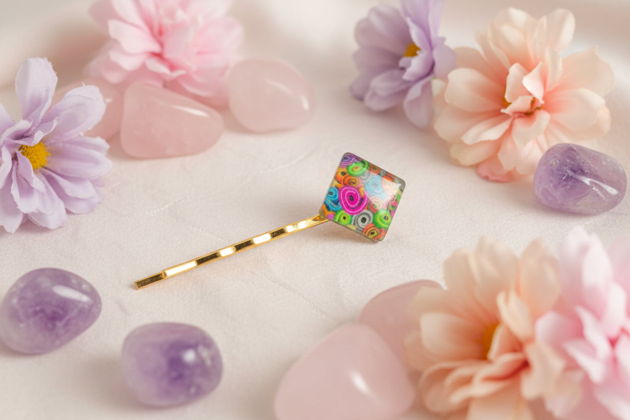 Cabochon Hairpin Colorful Square