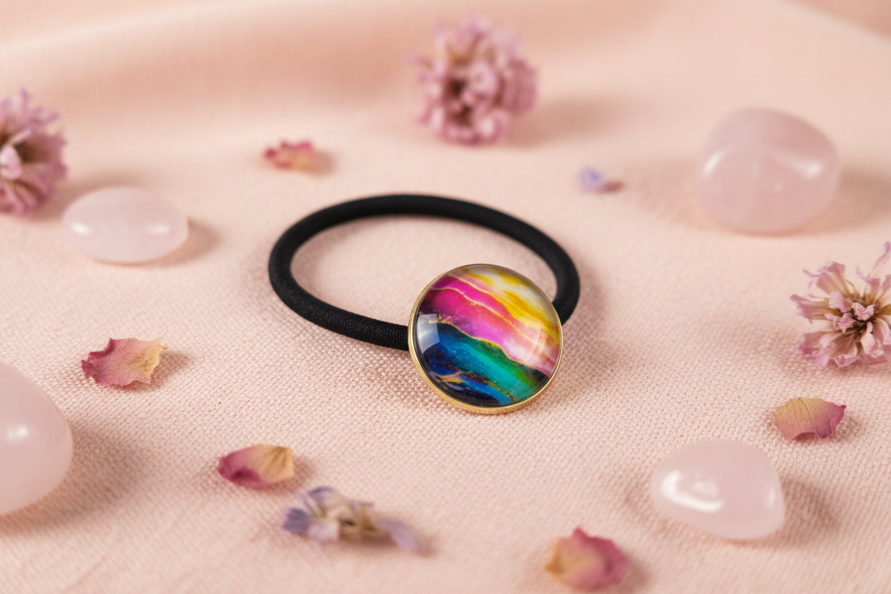 Cabochon Hairtie Colorful Waves