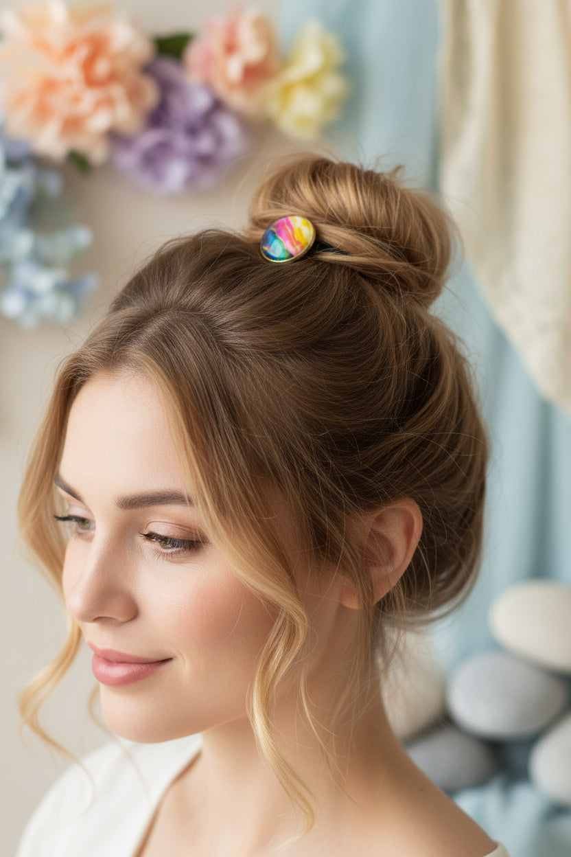 Cabochon Hairtie Colorful Waves