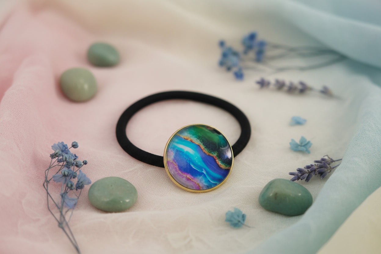 Cabochon Hairtie Dark Waves