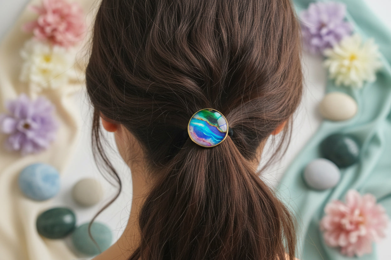 Cabochon Hairtie Dark Waves