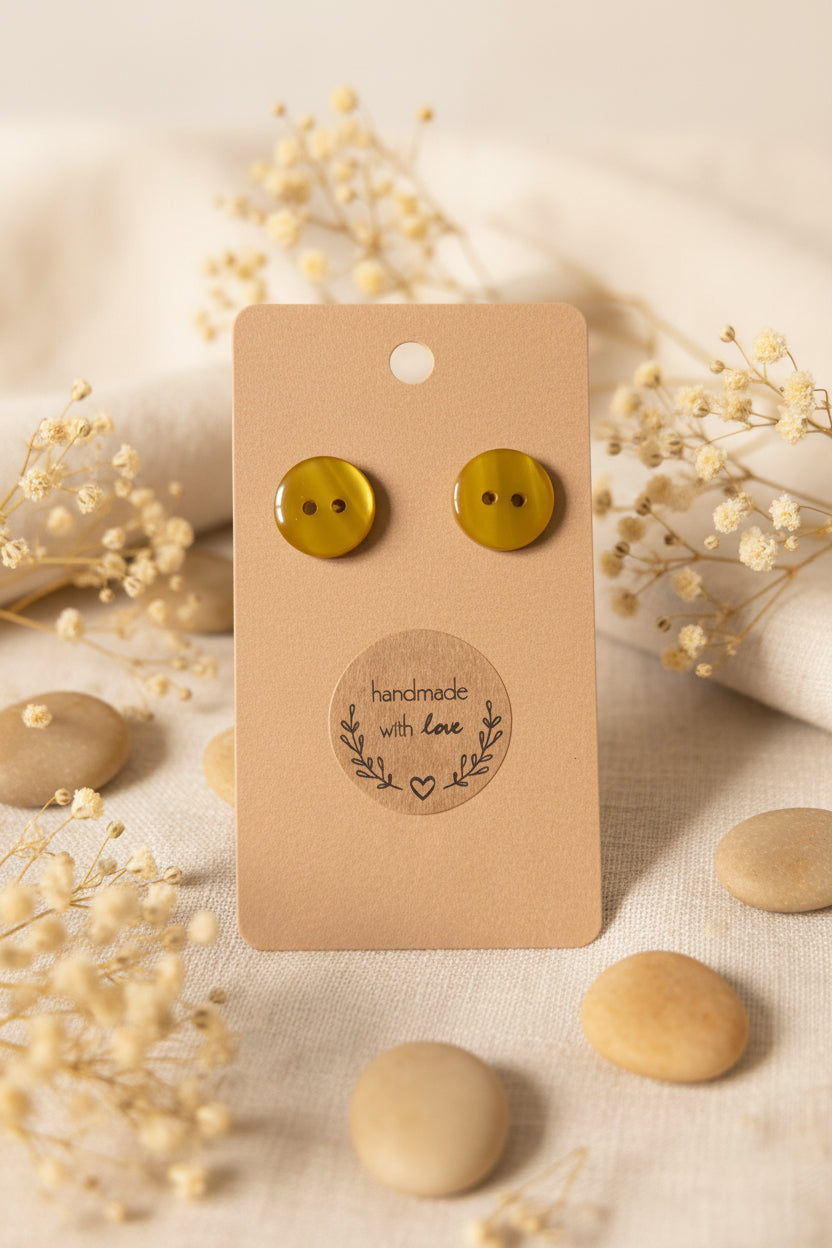 Button Earring Yellow Pastel