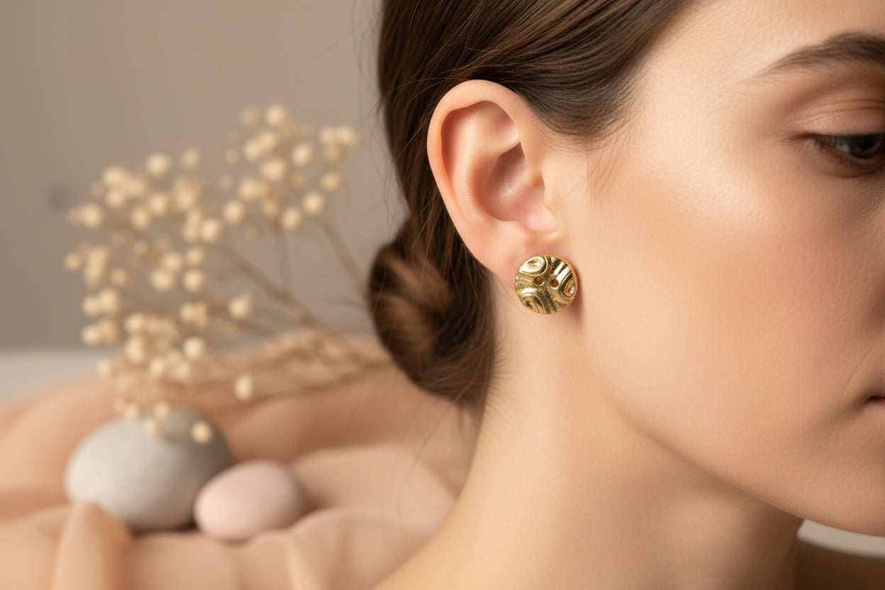 Button Earring Goldish