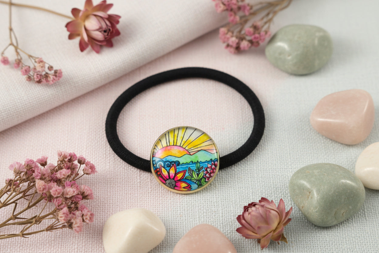 Cabochon Hairtie Artistic Sunrise