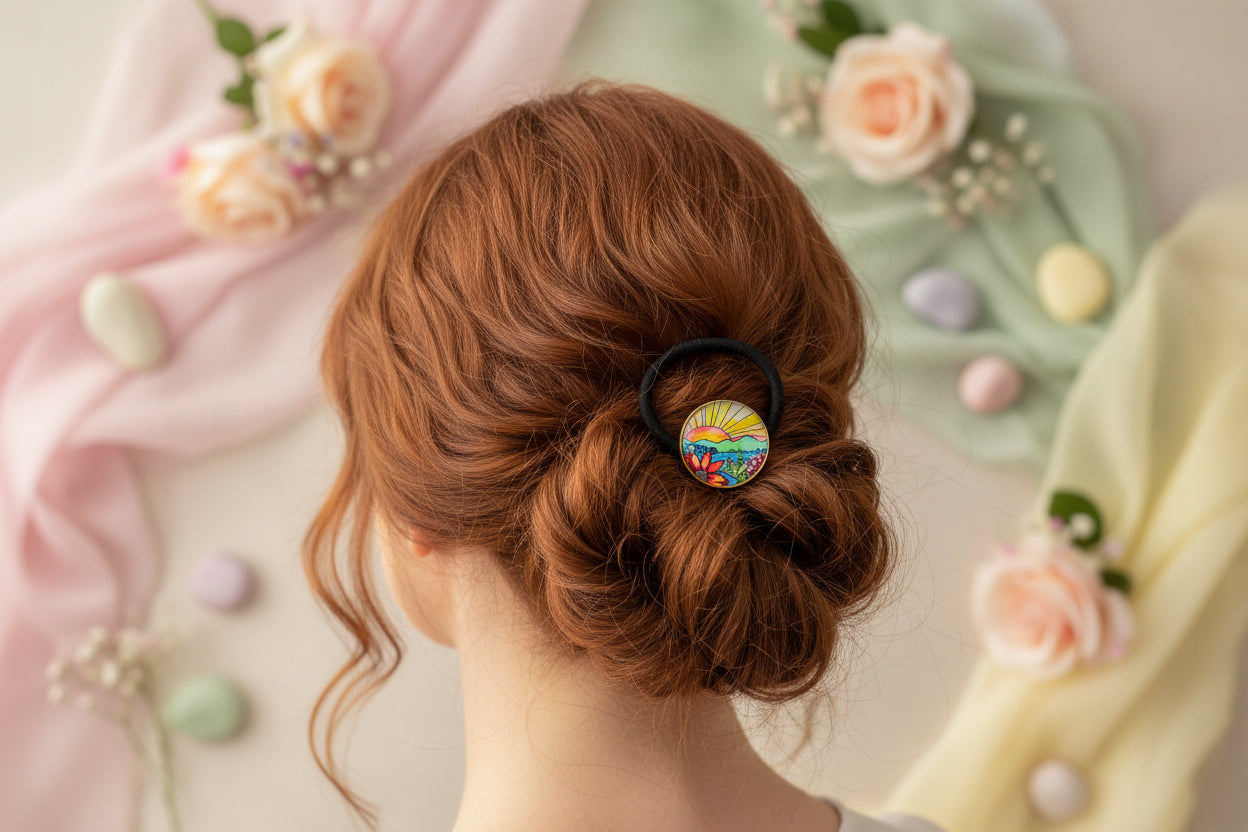 Cabochon Hairtie Artistic Sunrise