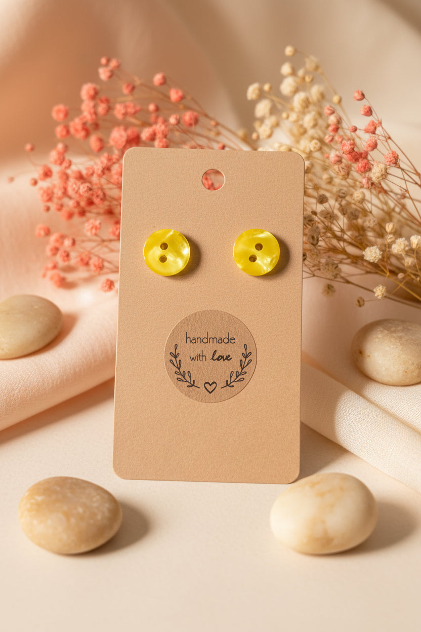 Button Earring Yellow Small