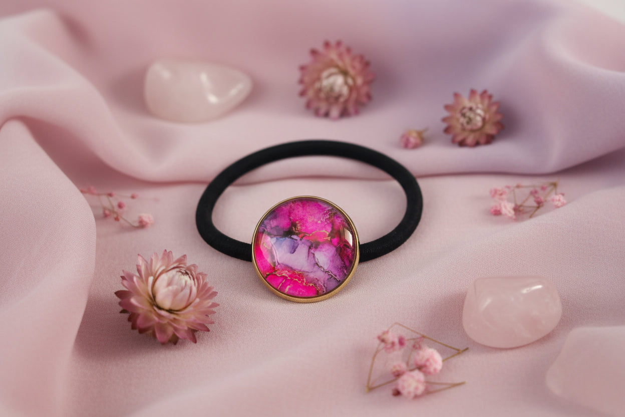 Cabochon Hairtie Pink 