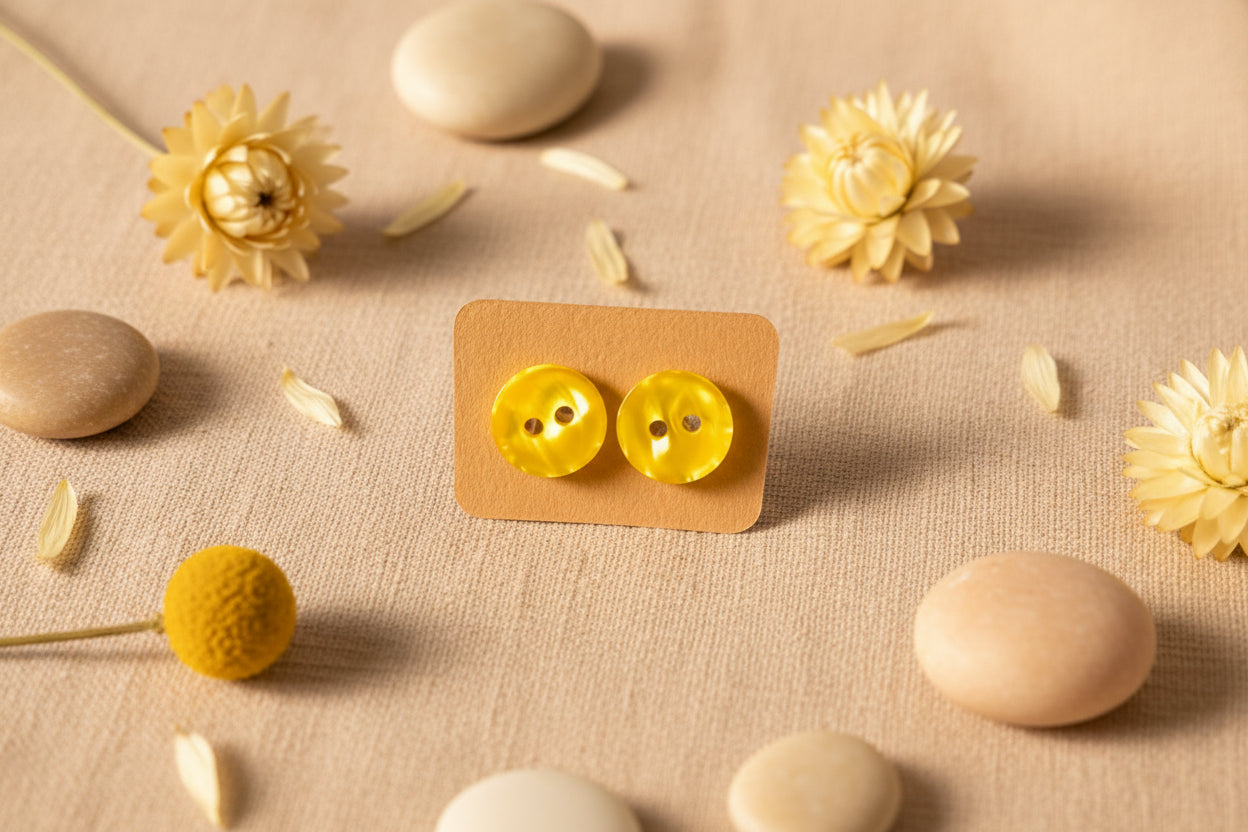 Button Earring Yellow