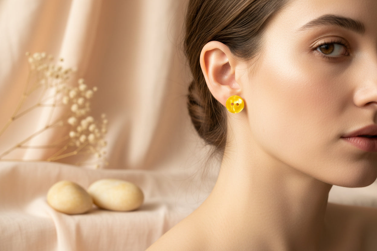 Button Earring Yellow