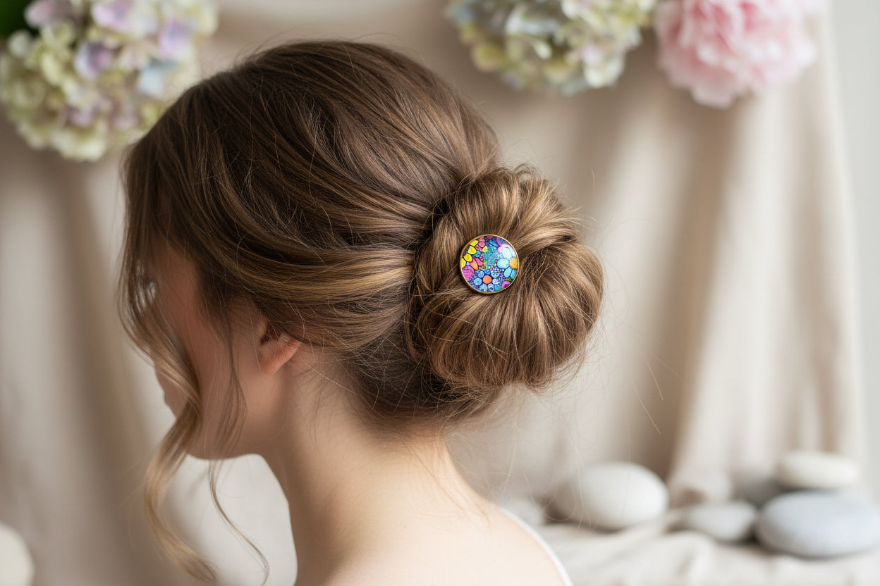 Cabochon Hairtie with Flowers