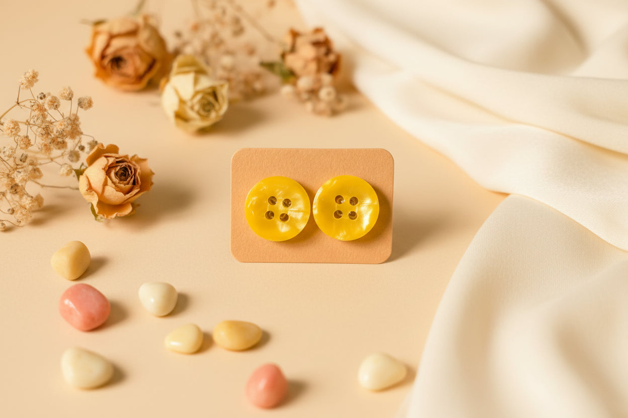 Button Earring Yellow
