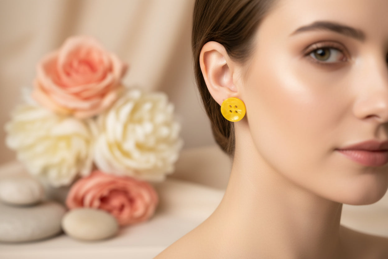 Button Earring Yellow