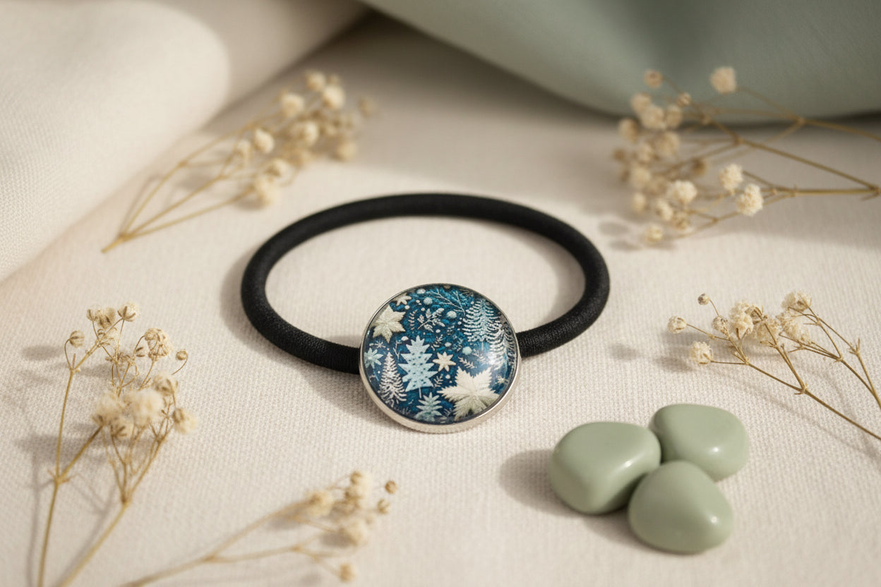 Cabochon Hairtie Christmas Blue