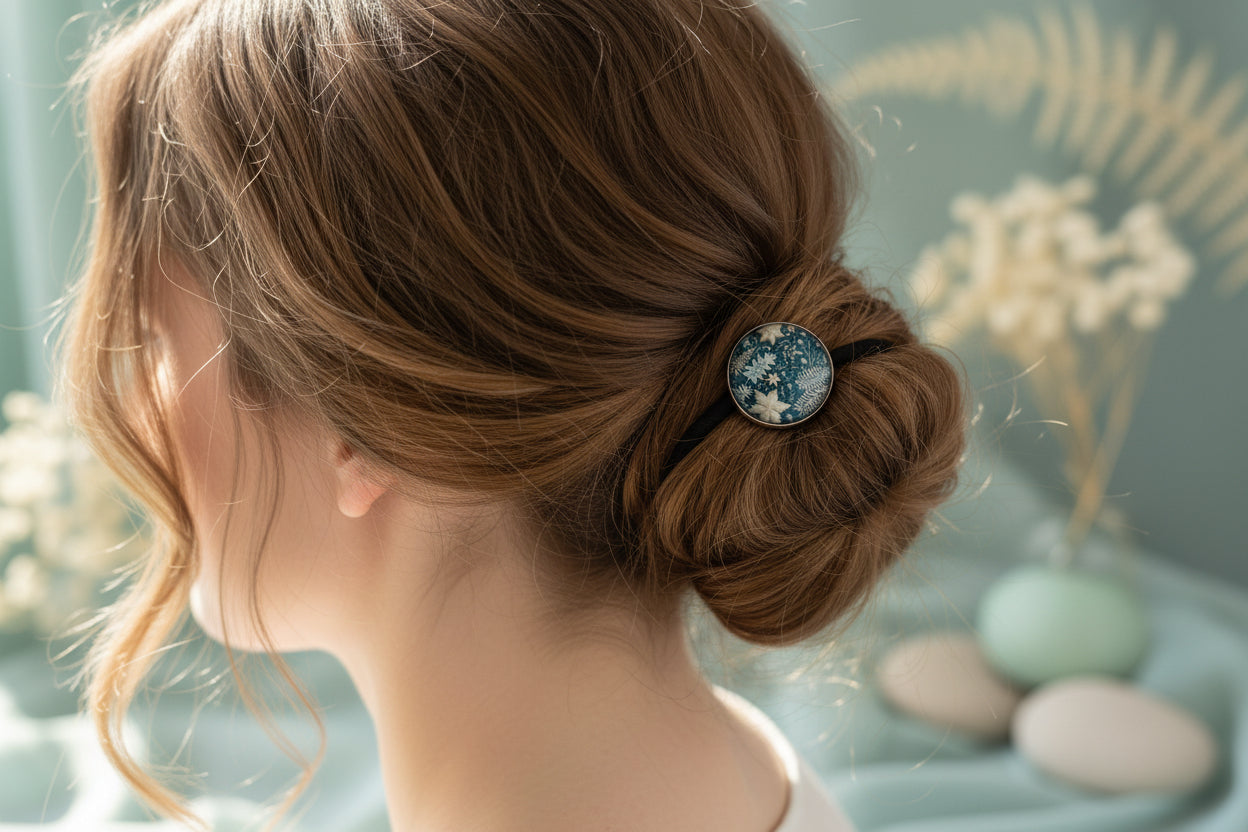 Cabochon Hairtie Christmas Blue