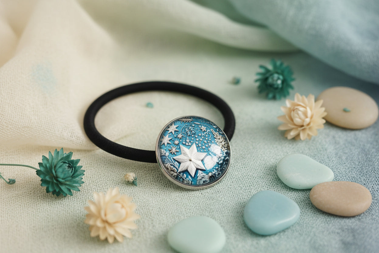 Cabochon Hairtie Blue Christmas 