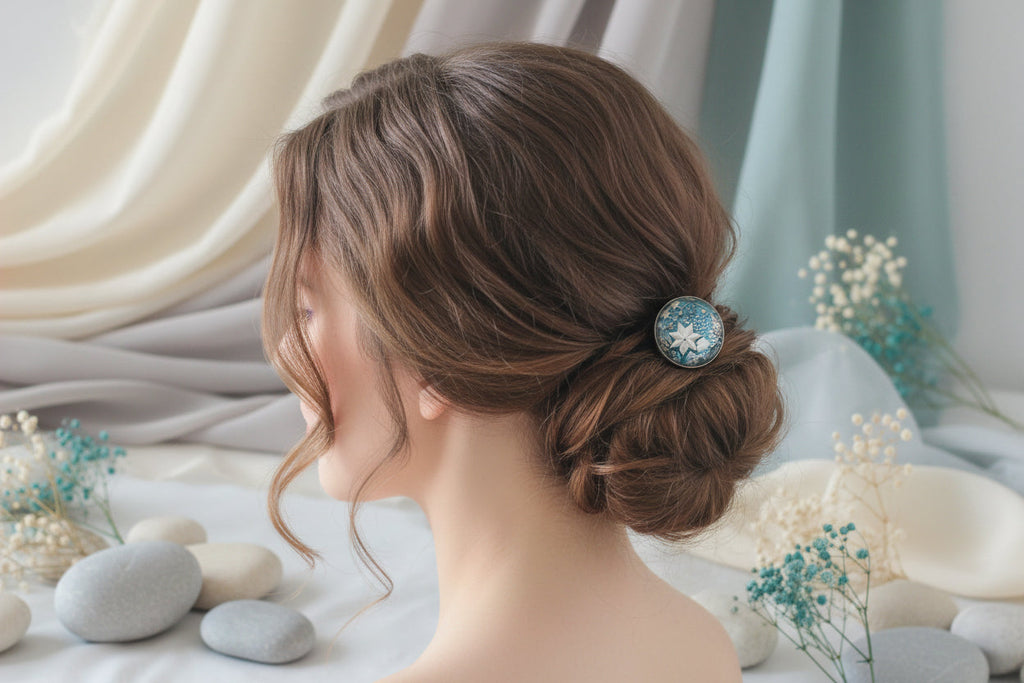 Cabochon Hairtie Blue Christmas 