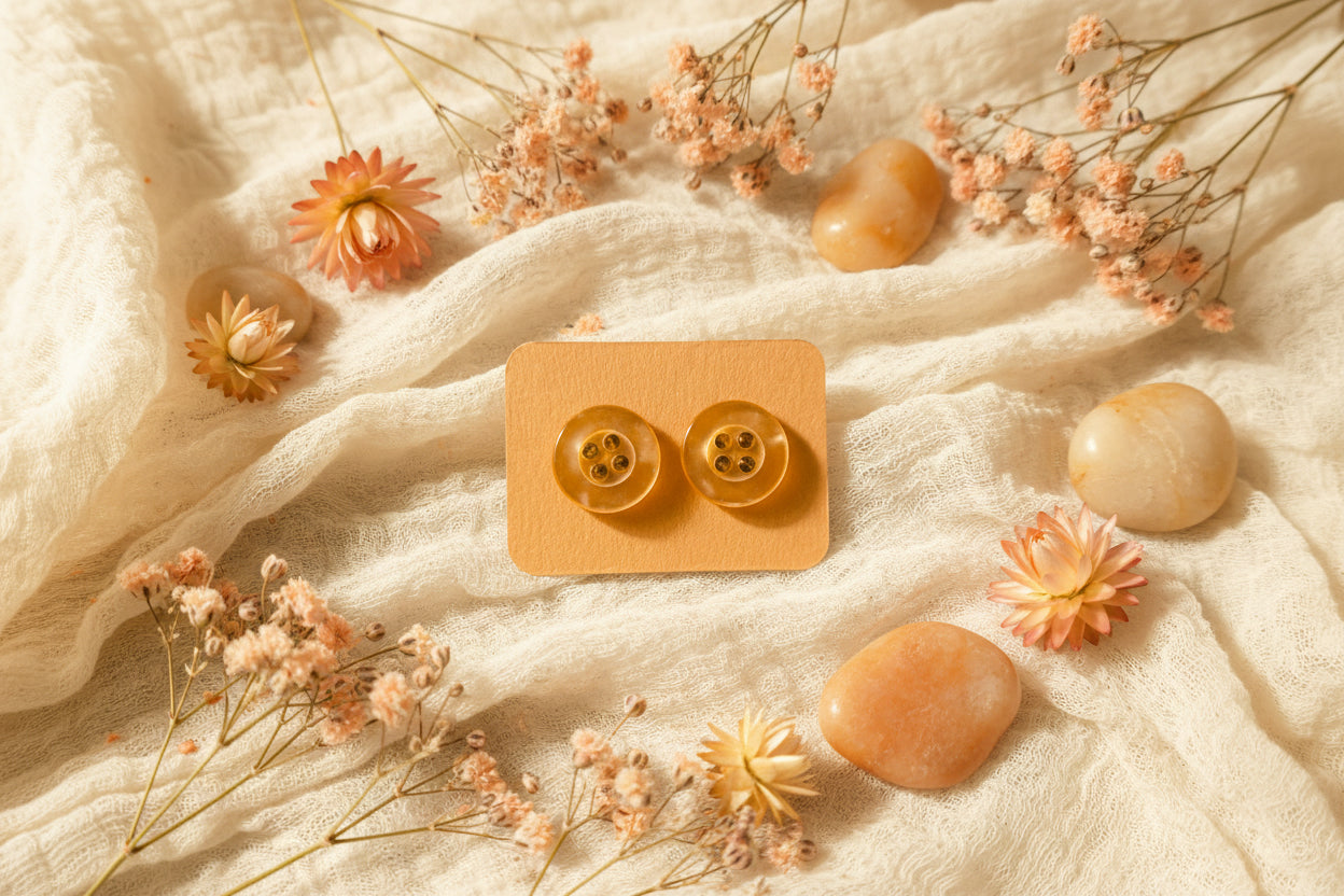 Button Earring Yellow