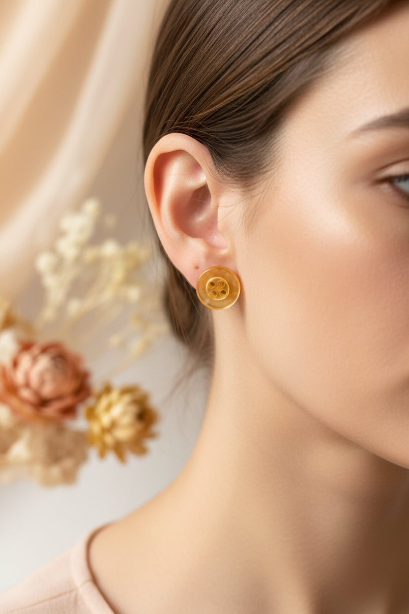 Button Earring Yellow