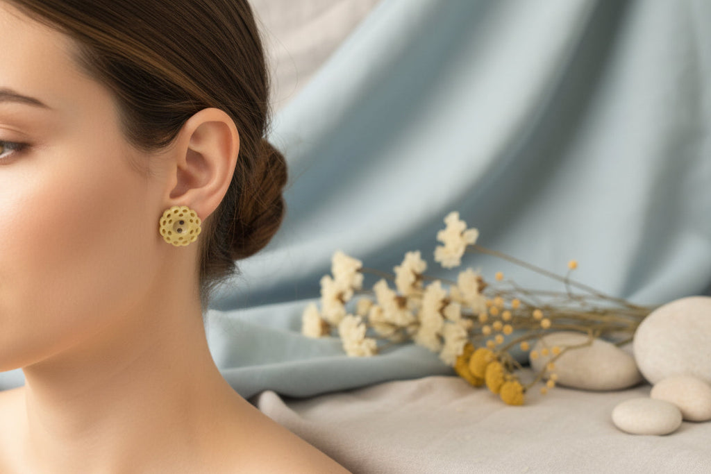 Button Earring Pastel Flower