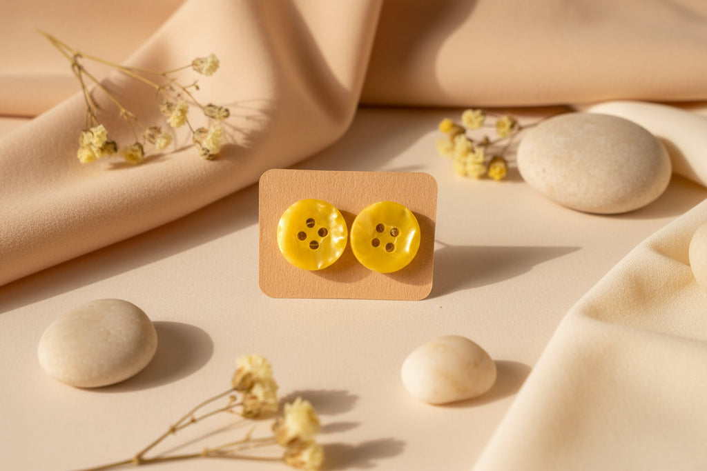 Button Earring Yellow