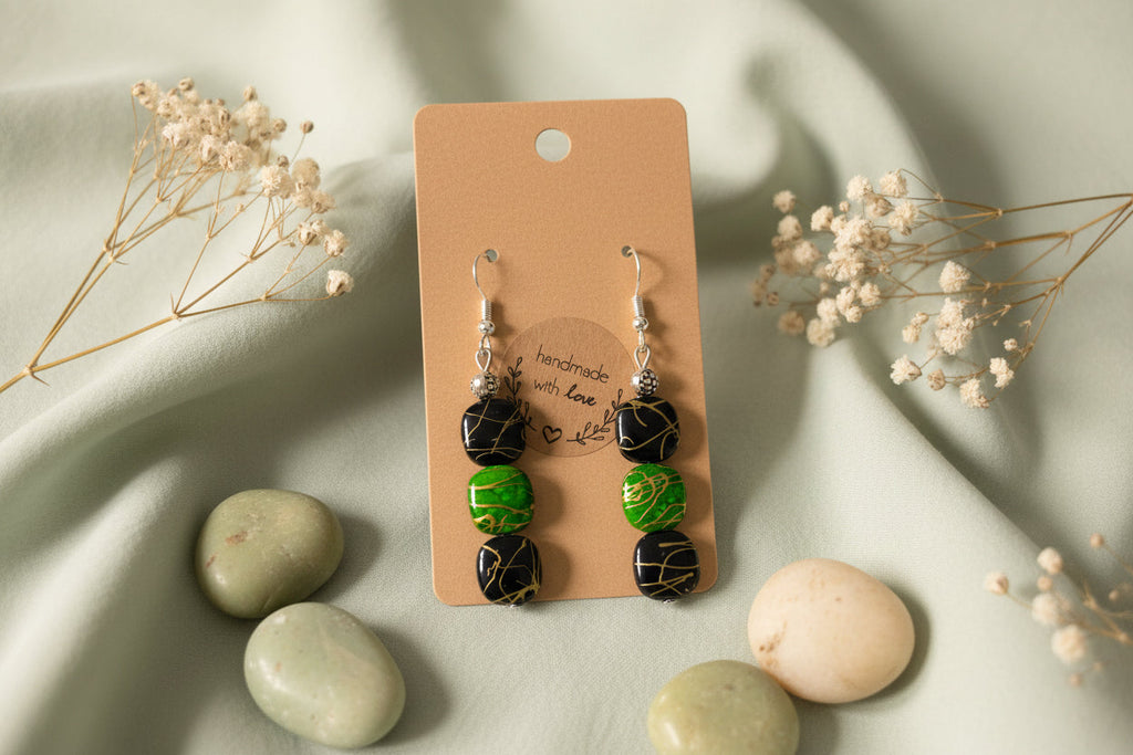 Bead Earring Black and Green