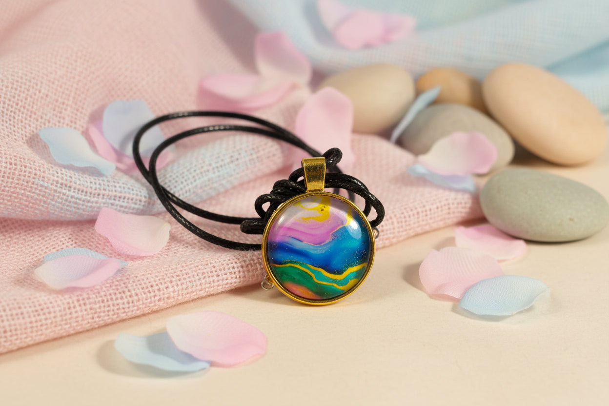 Cabochon Necklace Colorwul Waves