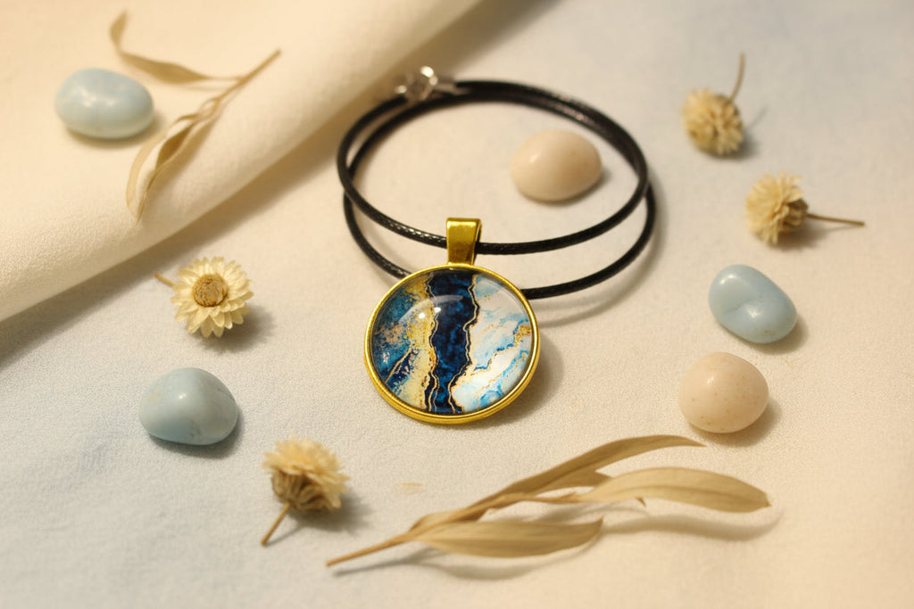Cabochon Necklace Segments of Earth and Water