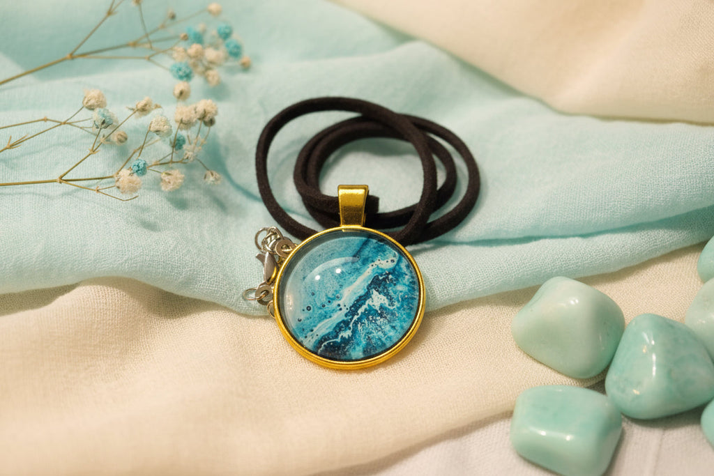 Cabochon Necklace Ocean Waves