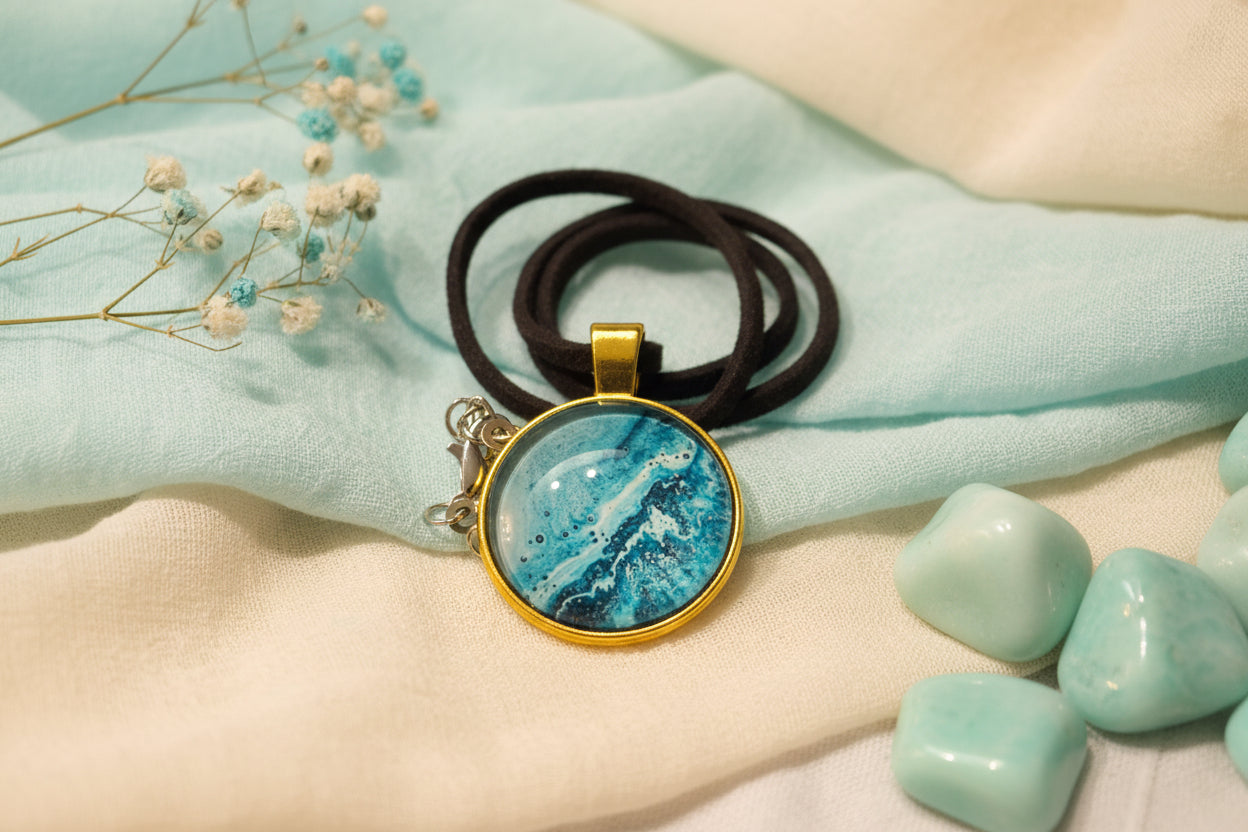 Cabochon Necklace Ocean Waves
