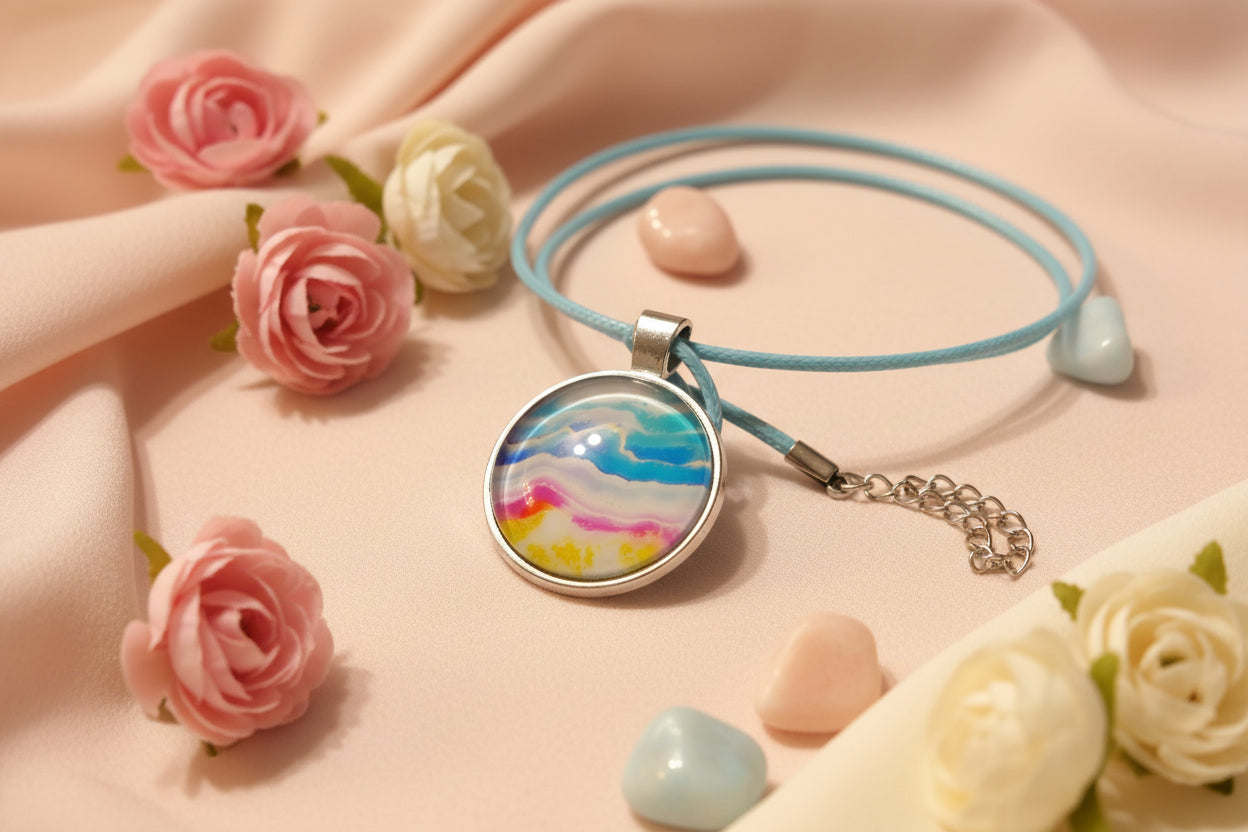 Cabochon Necklace Summer day on the Beach