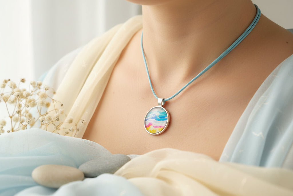 Cabochon Necklace Summer day on the Beach