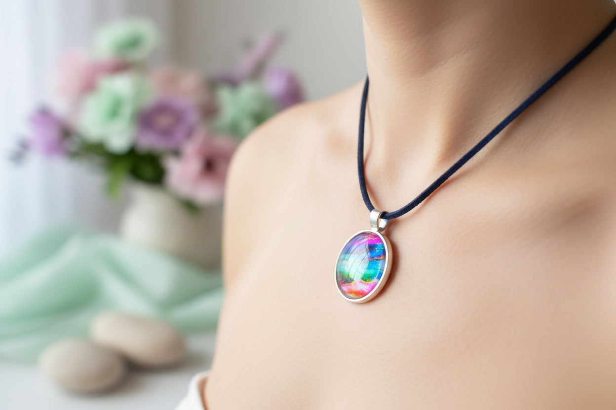 Cabochon Necklace Pink and Turkiz Dreams