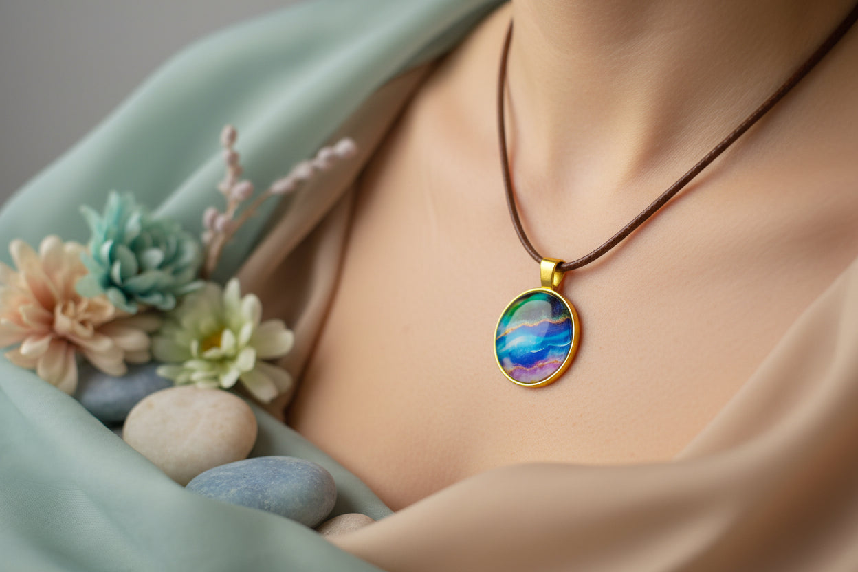 Cabochon Necklace Waves