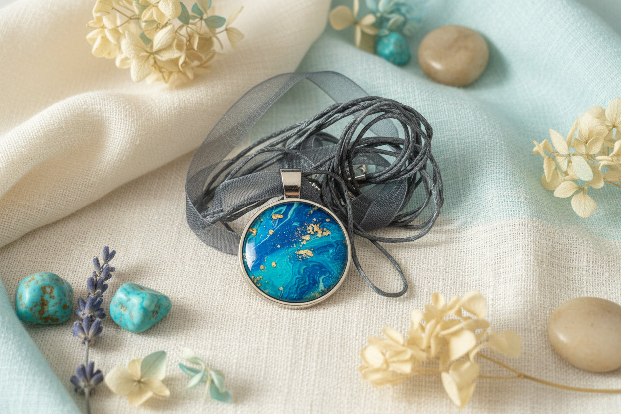 Cabochon Necklace Blue