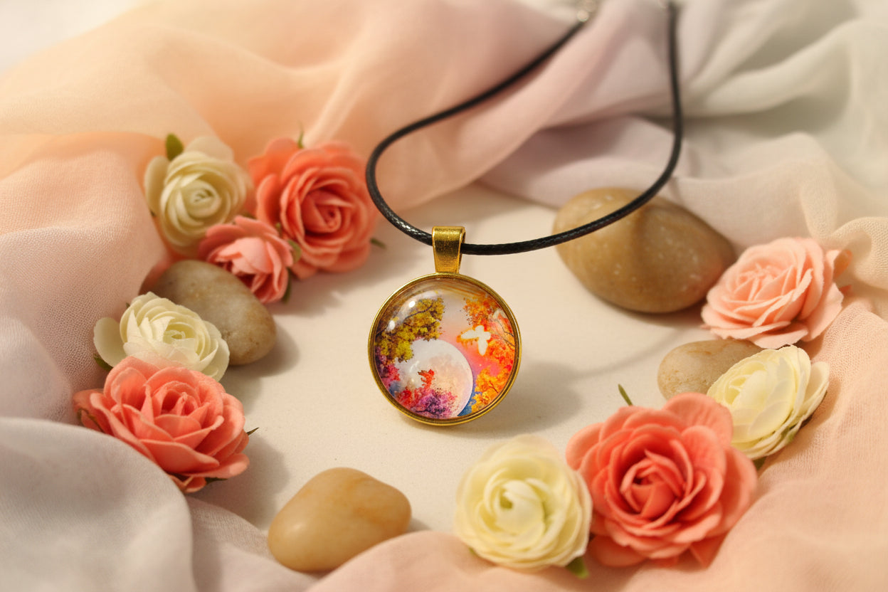 Cabochon Necklace Bloody Moon