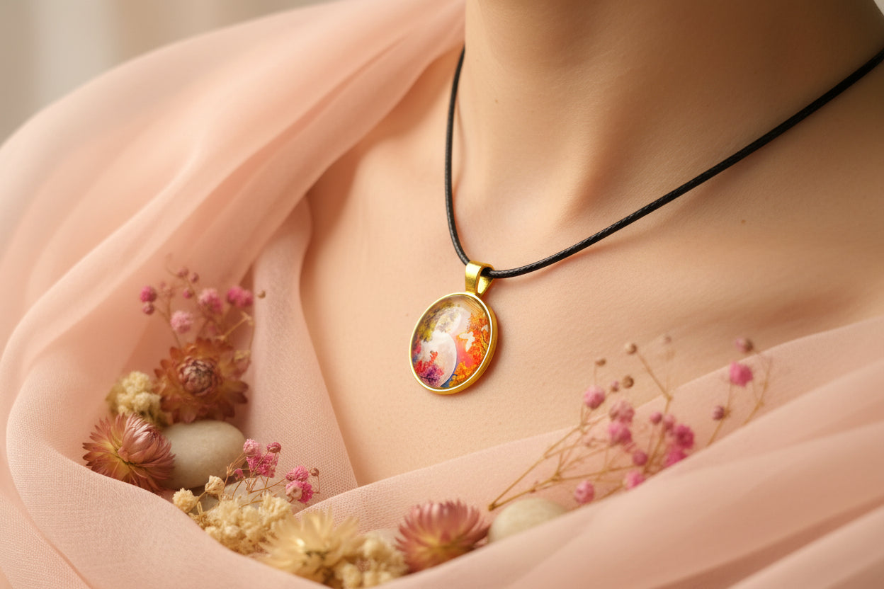 Cabochon Necklace Bloody Moon