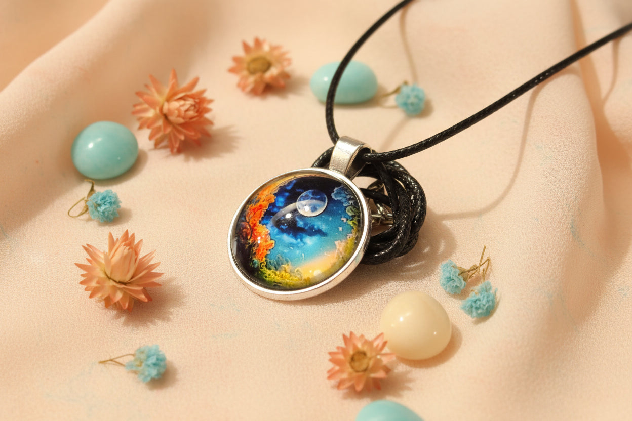 Cabochon Necklace Blue Moon
