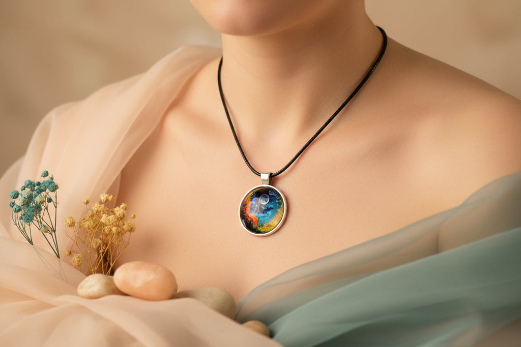 Cabochon Necklace Blue Moon